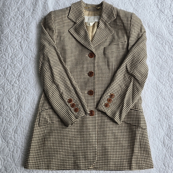 Escada Vintage 90s Wool Cashmere Blend Notch Lapel Blazer - Picture 2 of 16